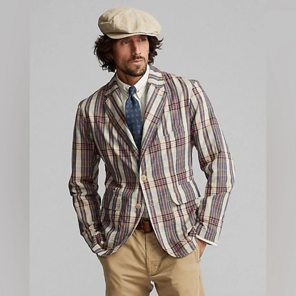 Ralph Lauren Double RL Unconstructed Madras Plaid Blazer